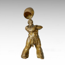 Estátua Oriental Aldeia Acrobatismo Homem Bronze Escultura Tple-014